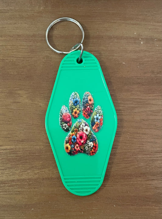 Hotel Keychain: Floral Paw