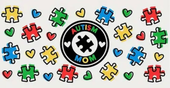 Glass Can With Lid/Straw: Autism (Variety)