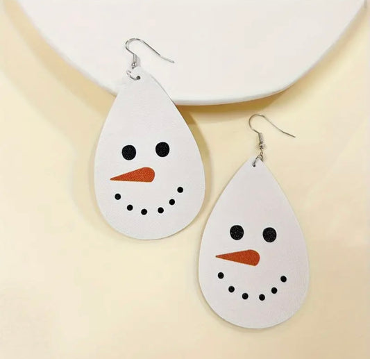 Earrings: Teardrop Snowman