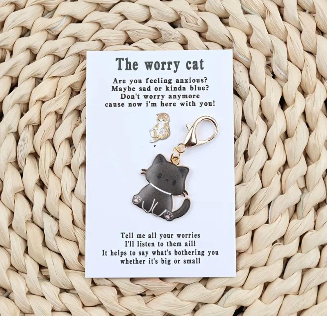 Keychain Charm: Worry Cat