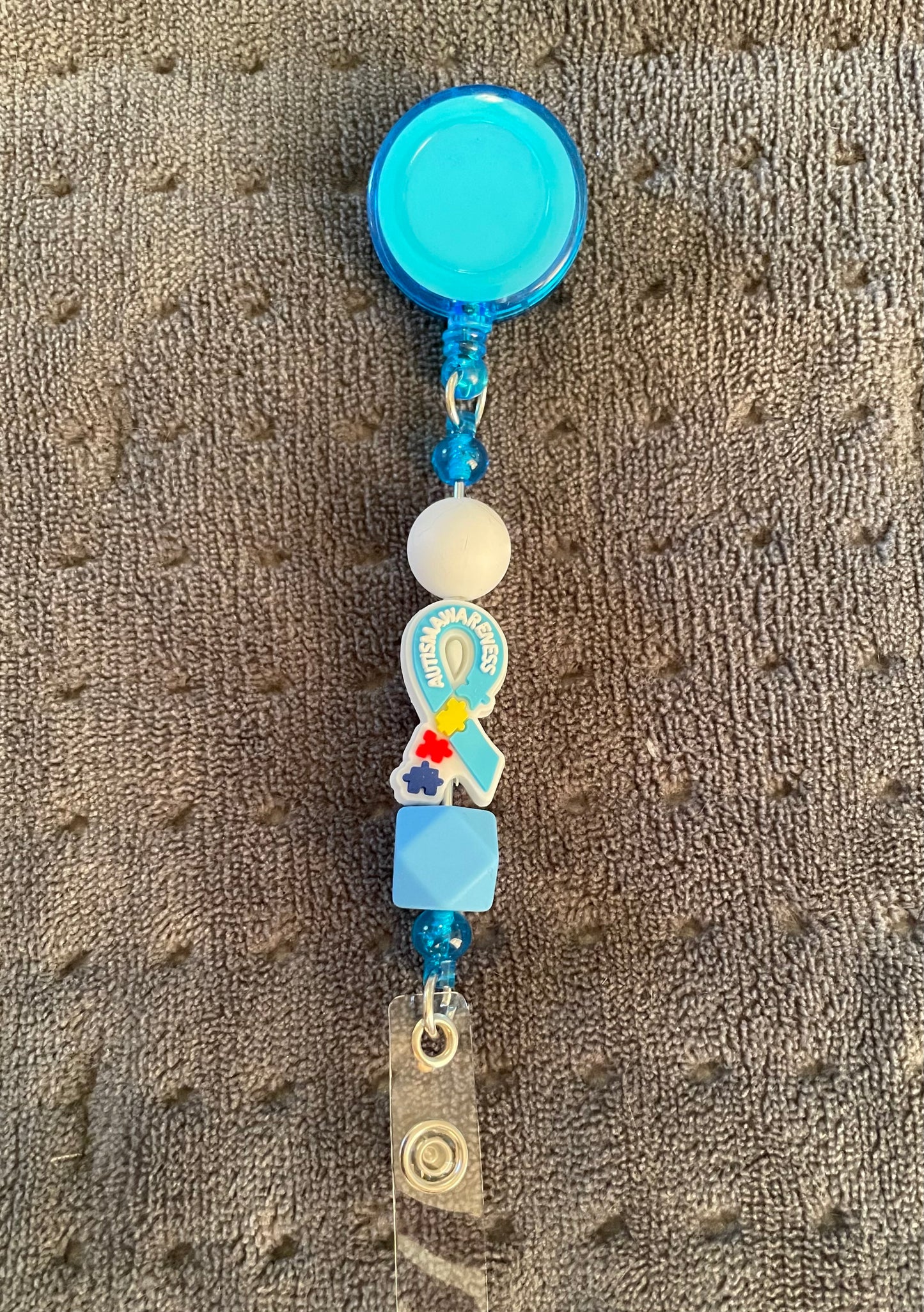 Beaded Badge Reel: Autism Awareness
