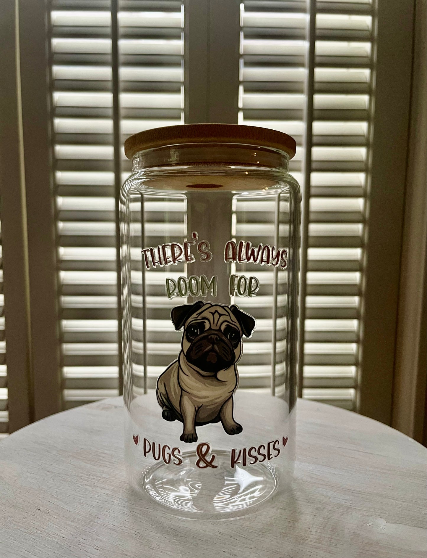 Glass Can with Lid/Straw: Dogs (Variety)