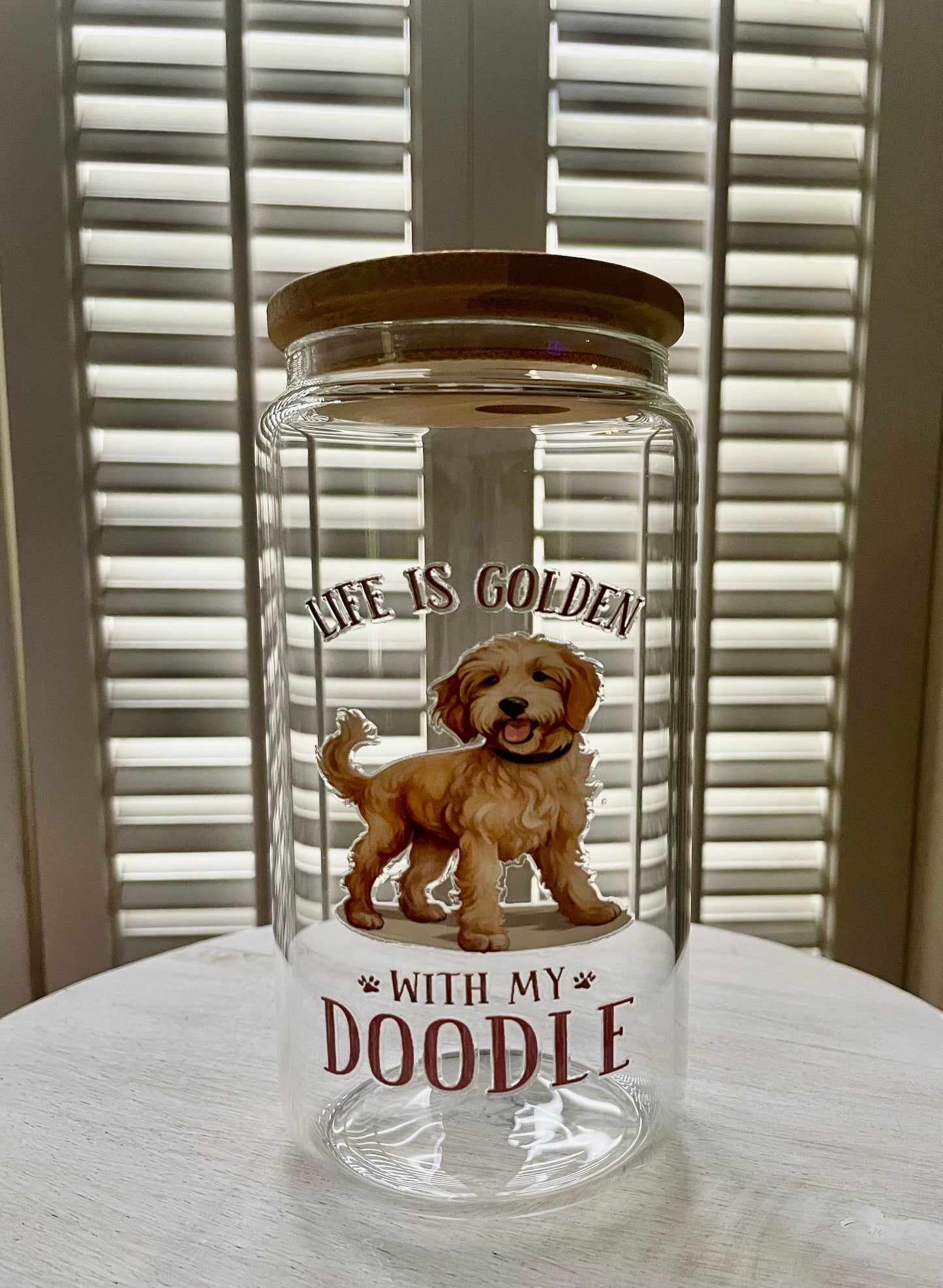 Glass Can with Lid/Straw: Dogs (Variety)