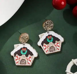 Earrings: Gingerbread House