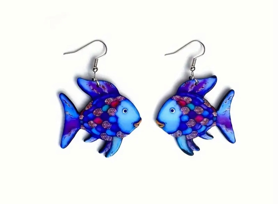 Earrings: Rainbow Fish (Larger)