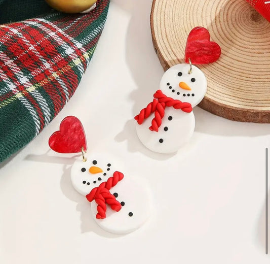 Earrings: Clay Snowman