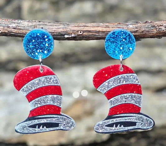 Earrings: Dr. Seuss Earrings (Hat)