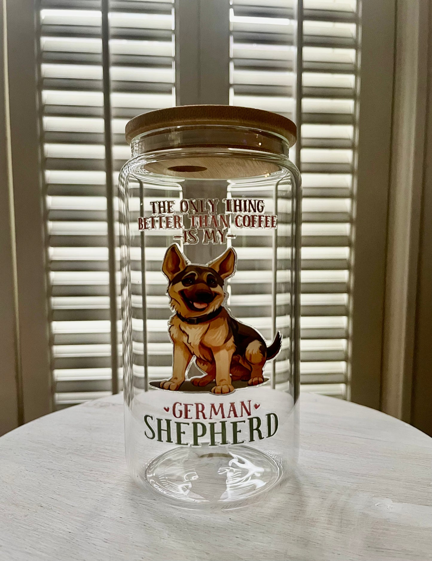 Glass Can with Lid/Straw: Dogs (Variety)