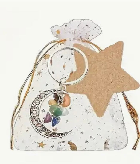 Keychain: Moon with Stones