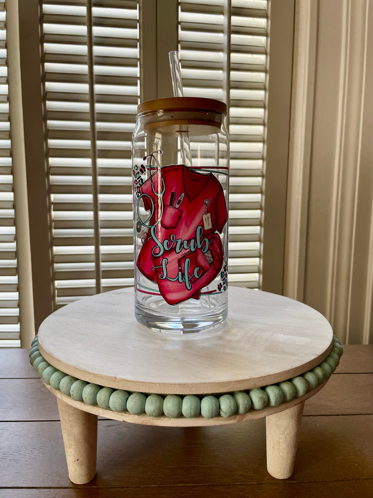 Glass Can With Lid/Straw: Nurse (Variety)