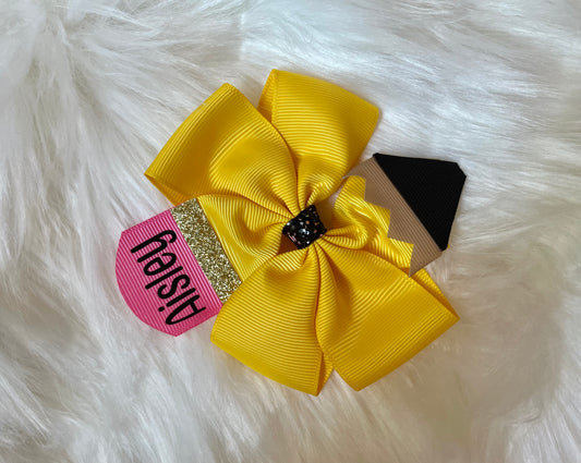 Pencil Hair Bow (Personalized)