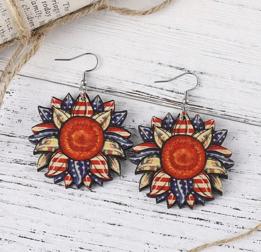 Earrings: Patriotic Flowers