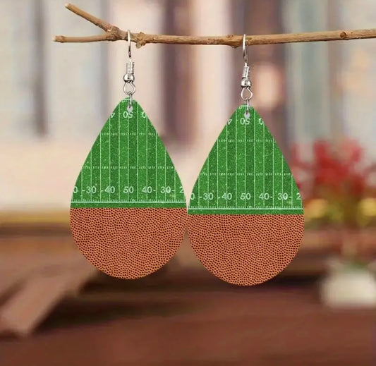 Earrings: Teardrop Football Field