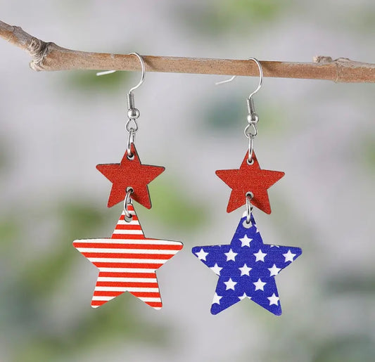 Earrings: Patriotic Stars