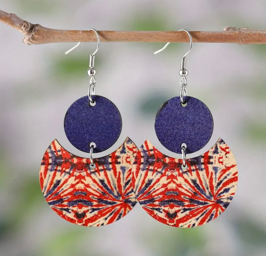 Earrings: Patriotic Fireworks