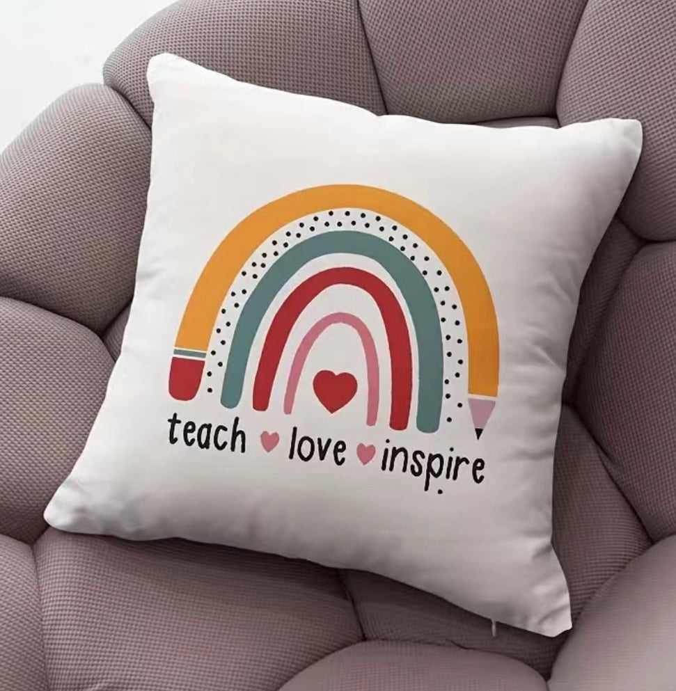 Teacher Pillowcase (Teach♥️Love♥️Inspire with Rainbow Pencil)