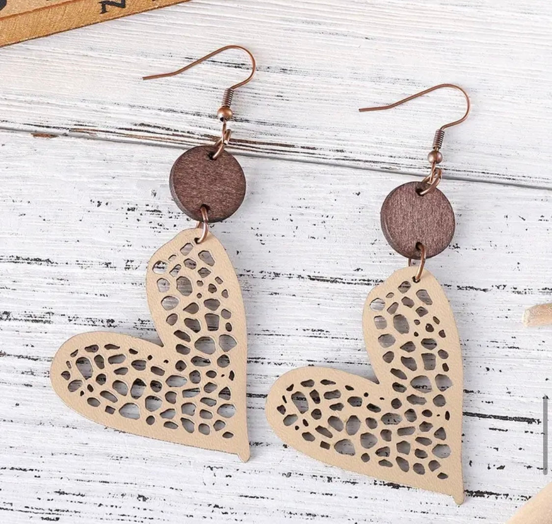 Earrings: Patterned Hearts