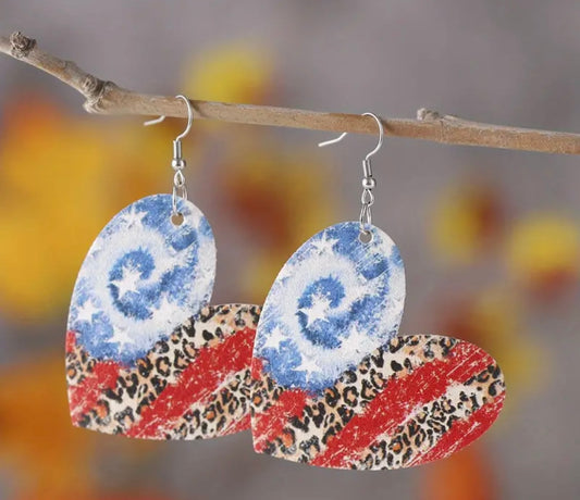 Earrings: Patriotic Hearts