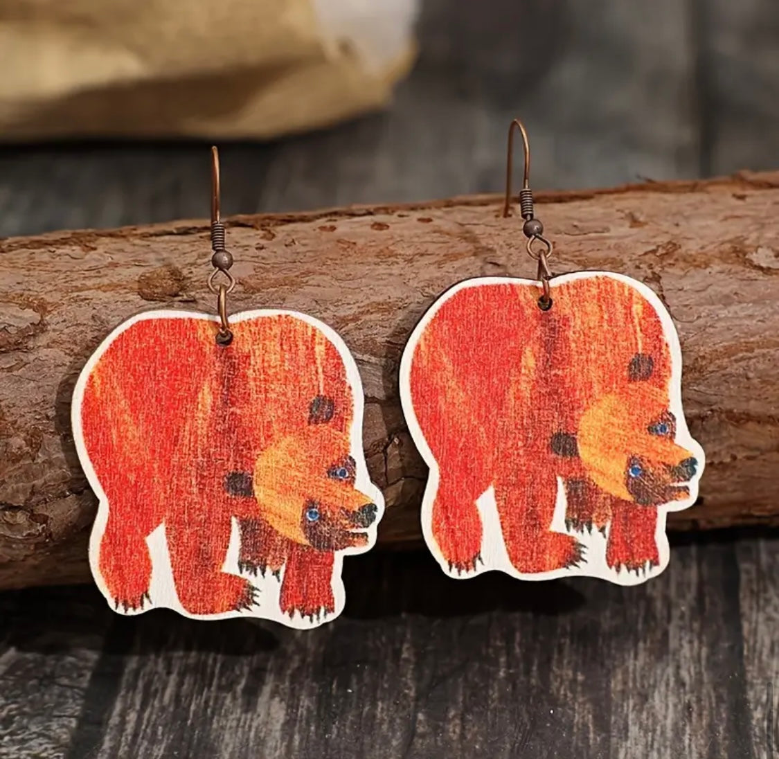 Earrings: Brown Bear