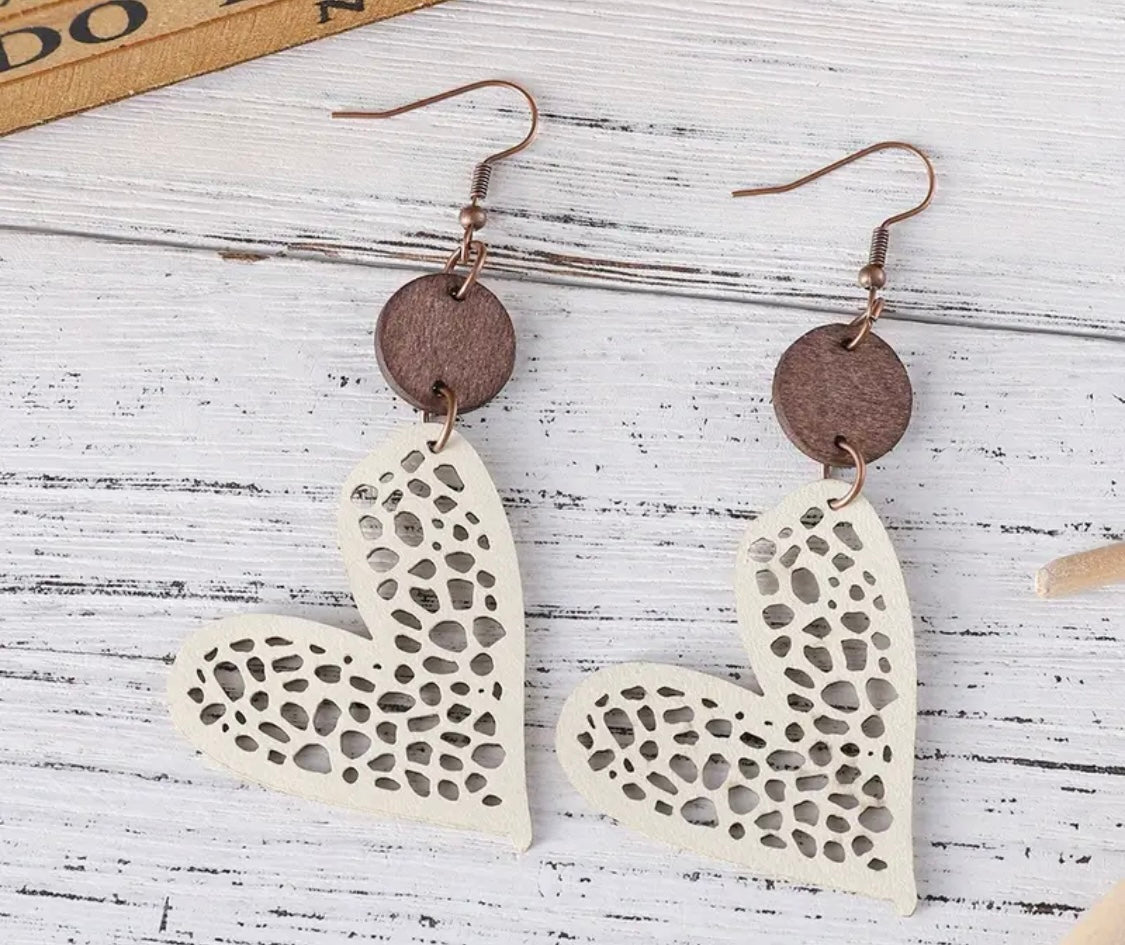 Earrings: Patterned Hearts