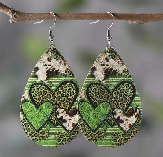 Earrings: Teardrop St. Patrick’s Day Hearts