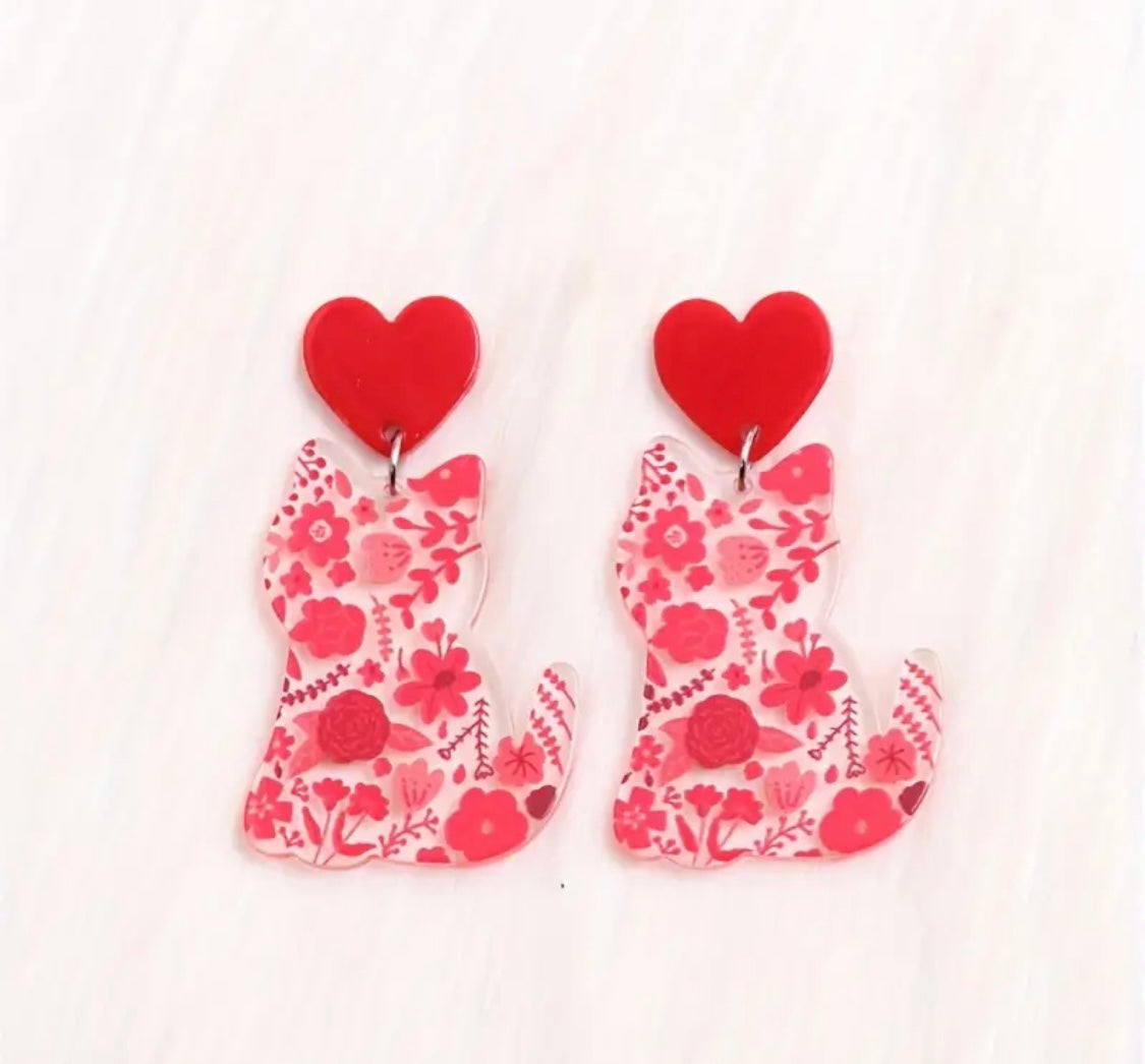 Earrings: Floral Cats