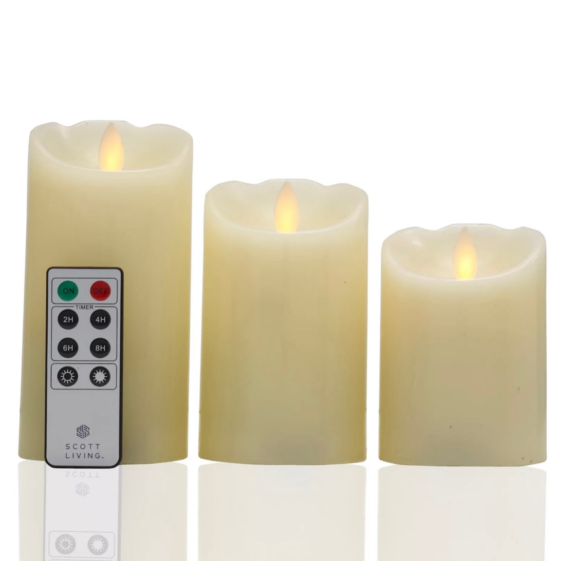 Scott Living: Set of 3 Realistic Candles with Remote