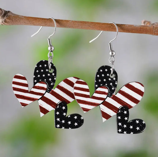 Earrings: Patriotic Hearts