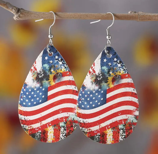 Earrings: Teardrop Flag