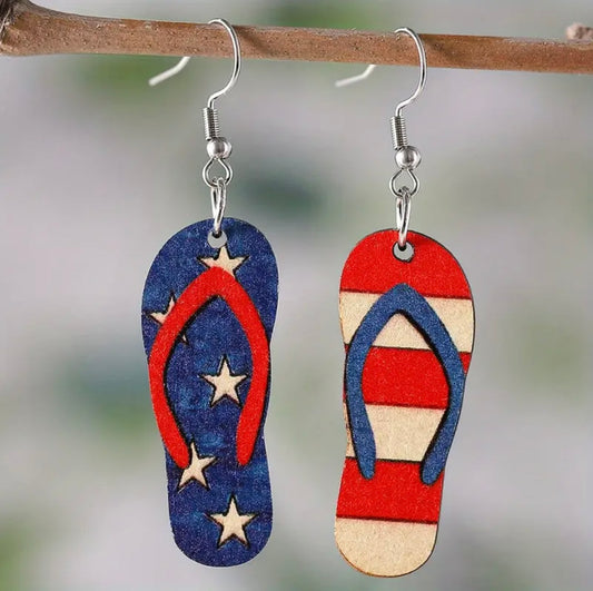 Earrings: Patriotic Flip Flops