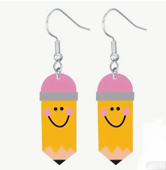 Earrings: Smiling Pencil