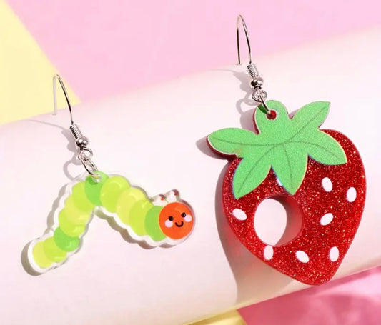 Earrings: The Hungry Caterpillar (Caterpillar and Strawberry)