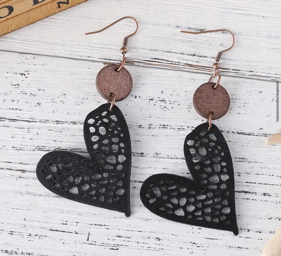 Earrings: Patterned Hearts