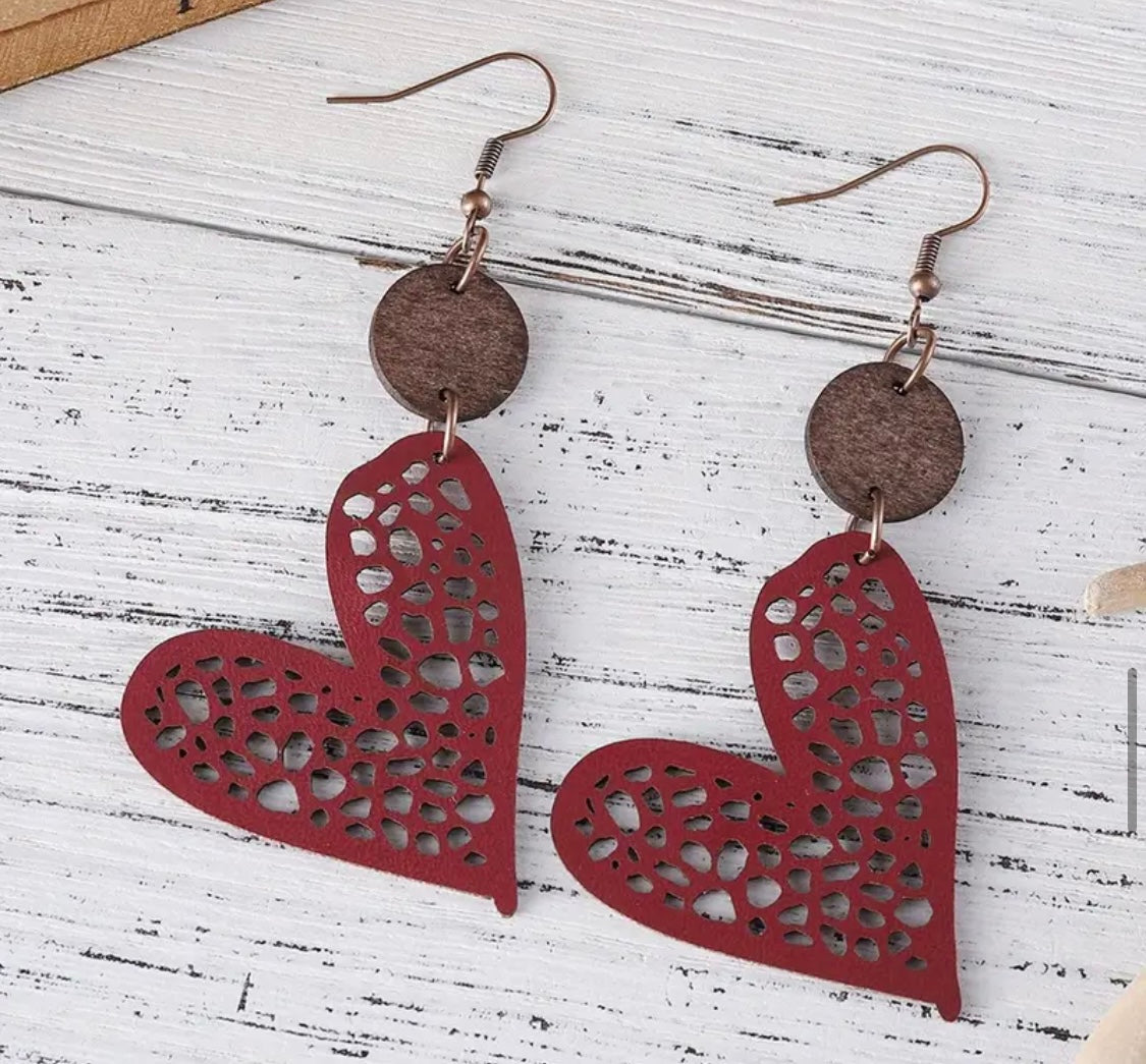 Earrings: Patterned Hearts