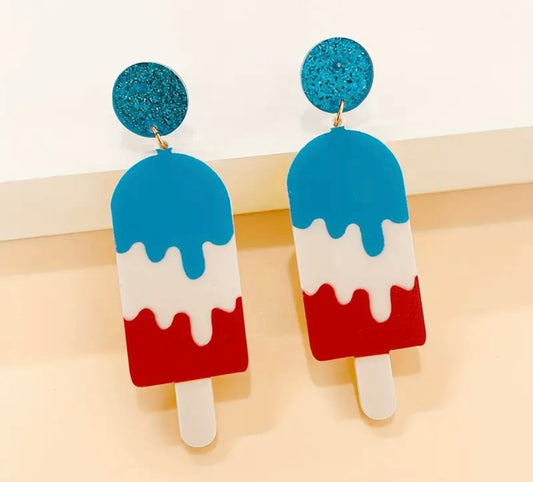 Earrings: Red, White, & Blue Popsicles