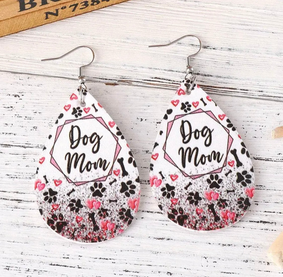 Earrings: Teardrop Dog Mom