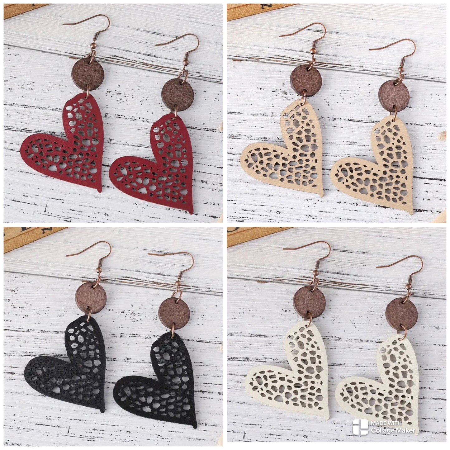 Earrings: Patterned Hearts